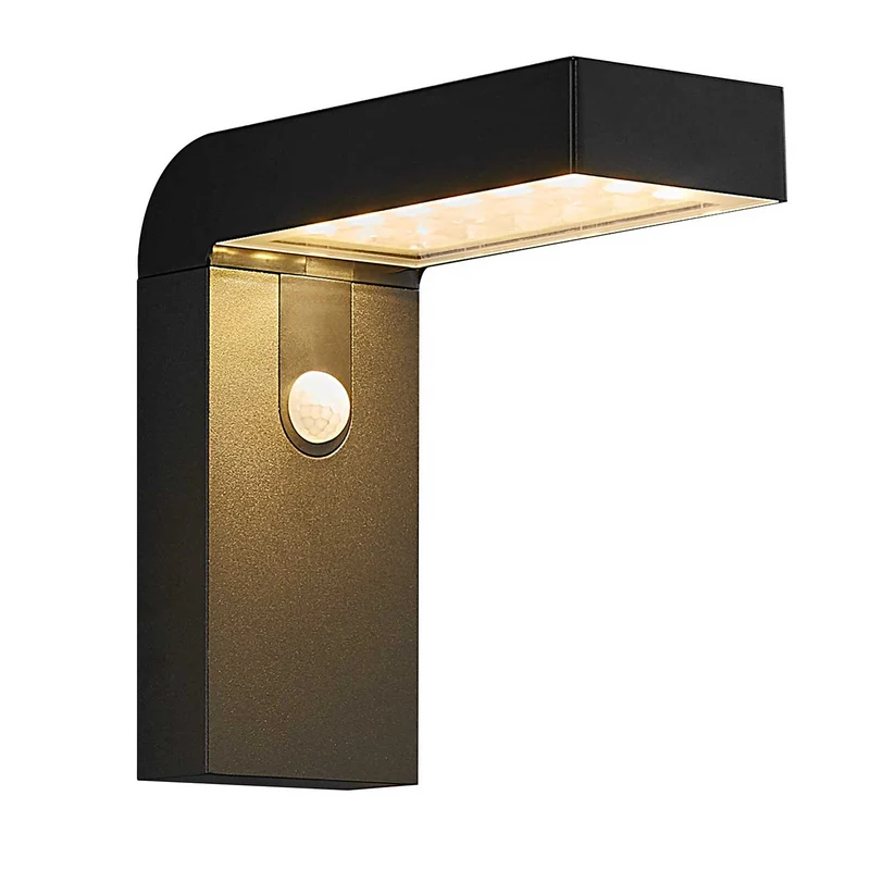 Alya - Applique murale LED solaire à détecteur en acier, style moderne