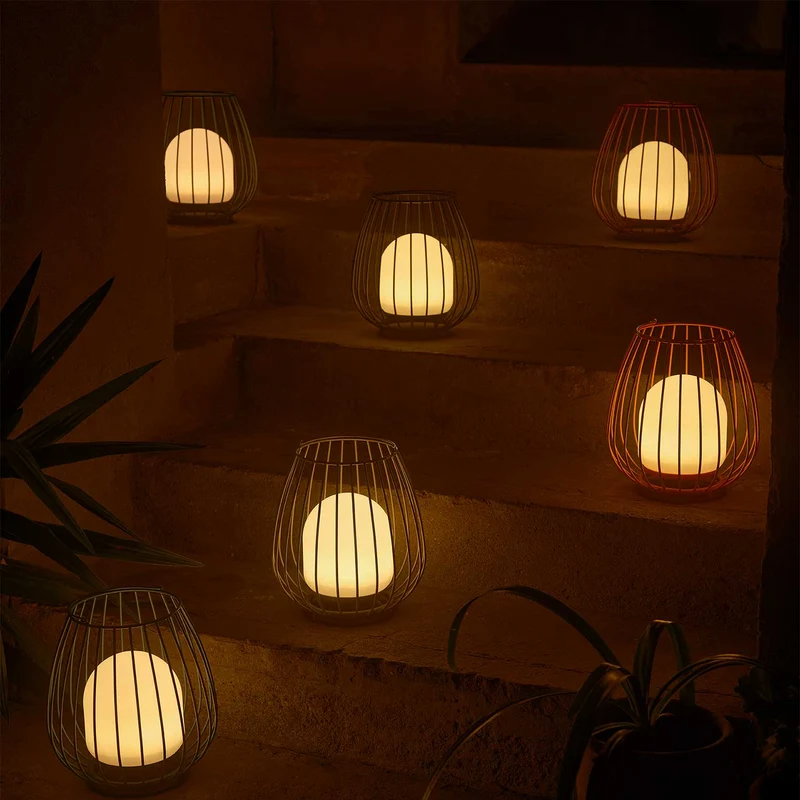 Jim - Lampe nomade LED à large anse en plastique, style contemporain