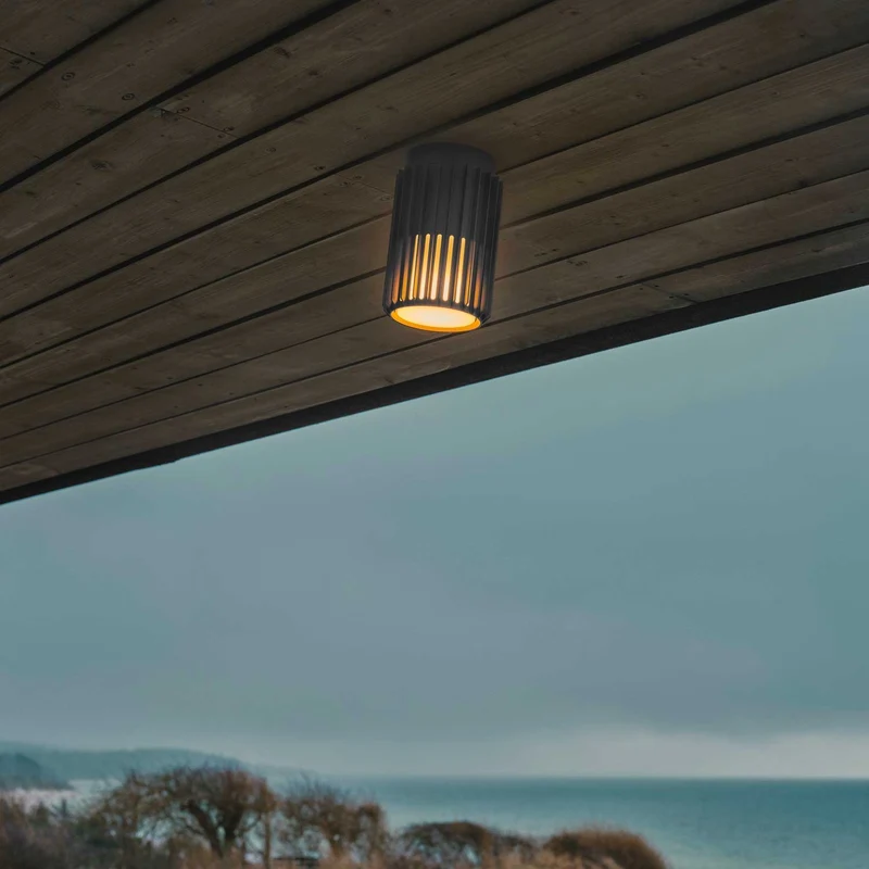 Aludra - Plafonnier extérieur à lamelles verticales en acier, style moderne