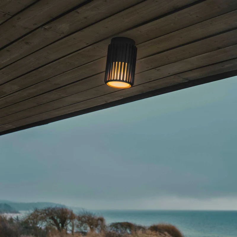 Aludra - Plafonnier extérieur à lamelles verticales en acier, style moderne