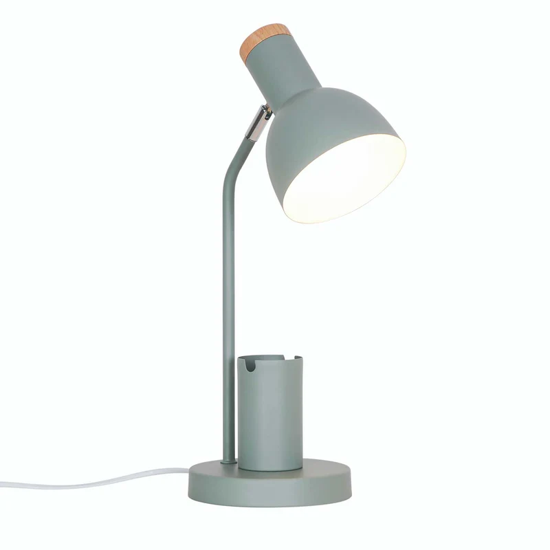 Devone - Lampe à poser avec pot à crayons en acier, style moderne