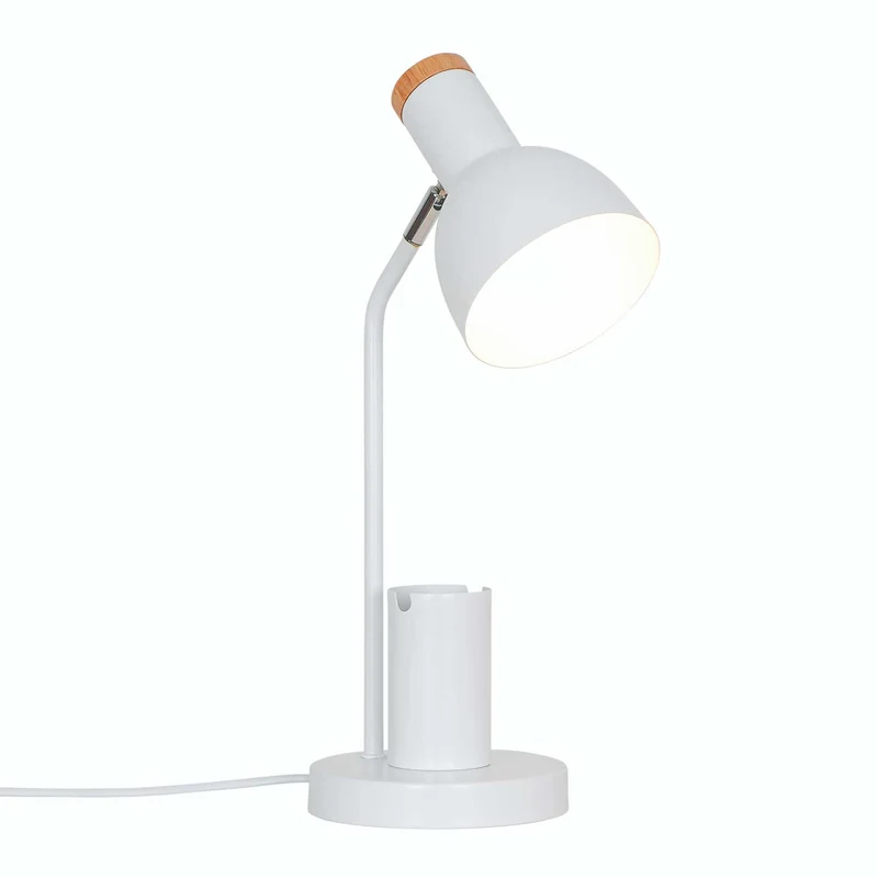 Devone - Lampe à poser avec pot à crayons en acier, style moderne