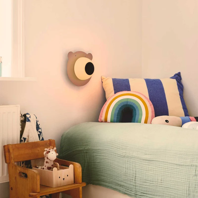 Bruna Bear - Applique murale ours en acier et verre, style moderne