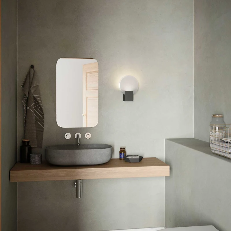 Hester - Applique murale LED ronde étanche en ABS et verre, style moderne