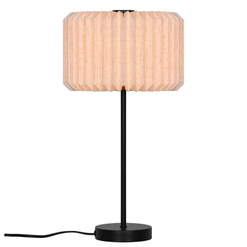 Vivienne - Lampe à poser à abat-jour plissé en acier et tissu, style japandi