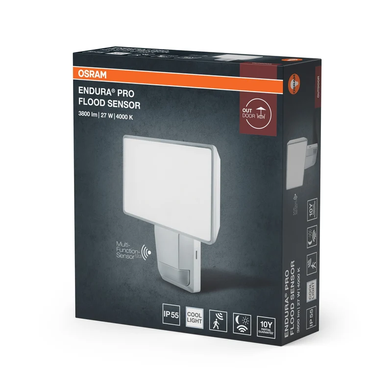 OSRAM ENDURA® PRO FARETTO LED CON SENSORE 27W 4000K IP55 Bianco, 3000 lm, 4000 K, Bianco freddo