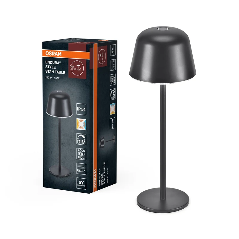 OSRAM ENDURA STYLE LAMPADA DA TAVOLO A BATTERIA, 2,5W, 200lm, grigio