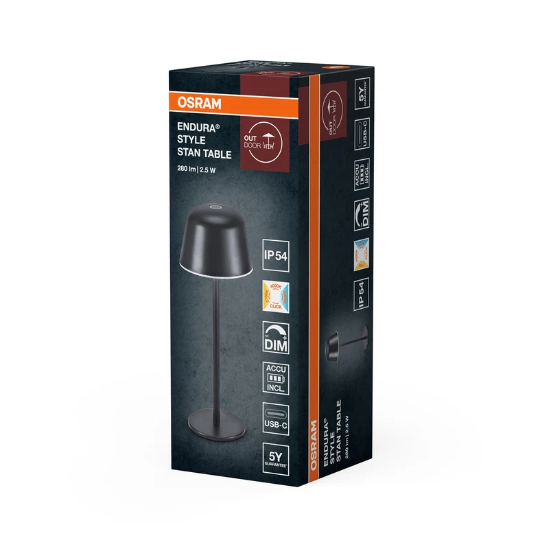 OSRAM ENDURA STYLE LAMPADA DA TAVOLO A BATTERIA, 2,5W, 200lm, grigio