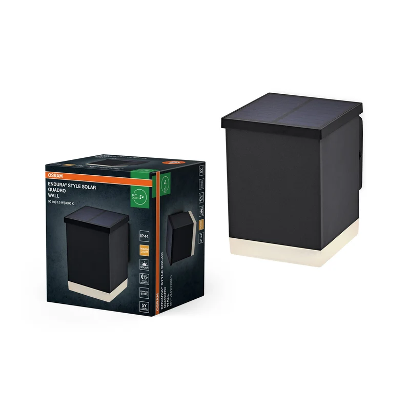 OSRAM ENDURA STYLE SOLAR QUADRO APPLIQUE DA PARETE ESTERNA, 0,5W, 50lm