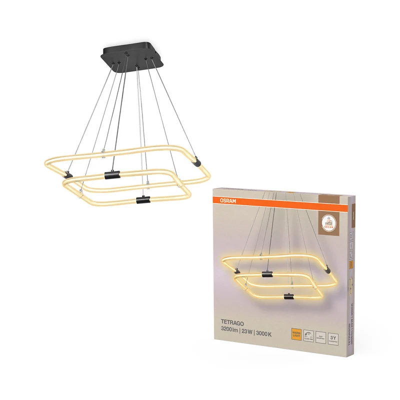 OSRAM DECOR Tetragon Lampada a sospensione, 23W, 3000K, 2500lm, Bianco caldo, Click DIM