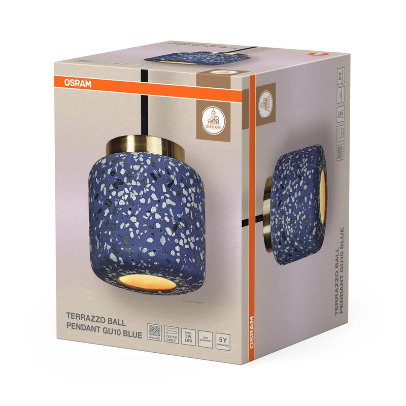 OSRAM DECOR Lampada a sospensione a sfera Terrazzo Blu, GU10