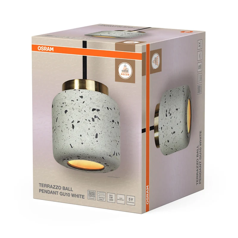 OSRAM DECOR Lampada a sospensione a sfera Terrazzo bianca, GU10