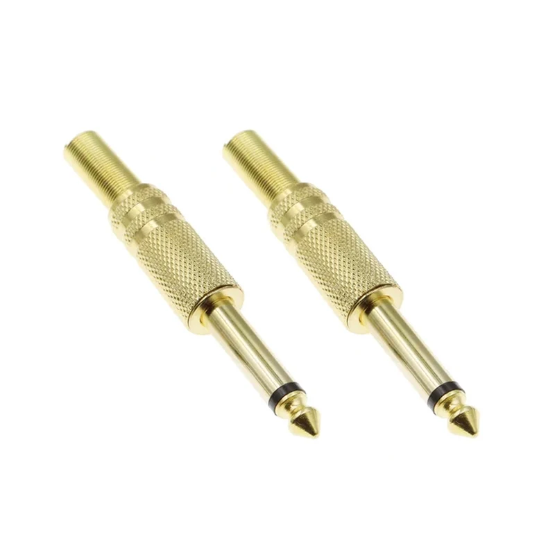 Connettore spina mono 6,3 mm dorata con guidacavo 2 pezzi