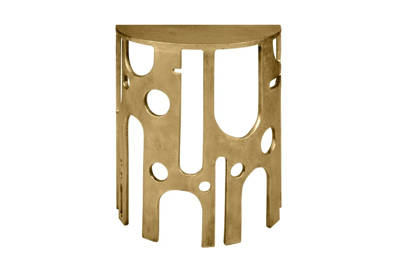 Casa Padrino Luxus Konsole Savage Bronzefarben 50 x 25 x H. 60 cm - Kleine skulpturale Wandkonsole aus Aluminium in Bronze-Optik - Luxus Möbel