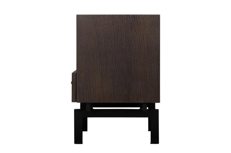 Casa Padrino Luxus Nachttisch Braun / Schwarz 45 x 40 x H. 60 cm - Nachttisch mit Eichenfurnier im warmen Braunton und schwarzem Stahlgestell - Luxus Möbel