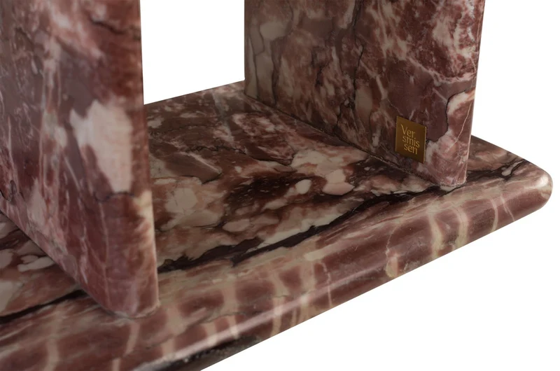Casa Padrino Luxus Marmor Beistelltisch Rosa 30,5 x 23 x H. 41,5 cm - Schlanker Beistelltisch aus hochwertigem Rosalia Pink Marmor - Luxus Möbel