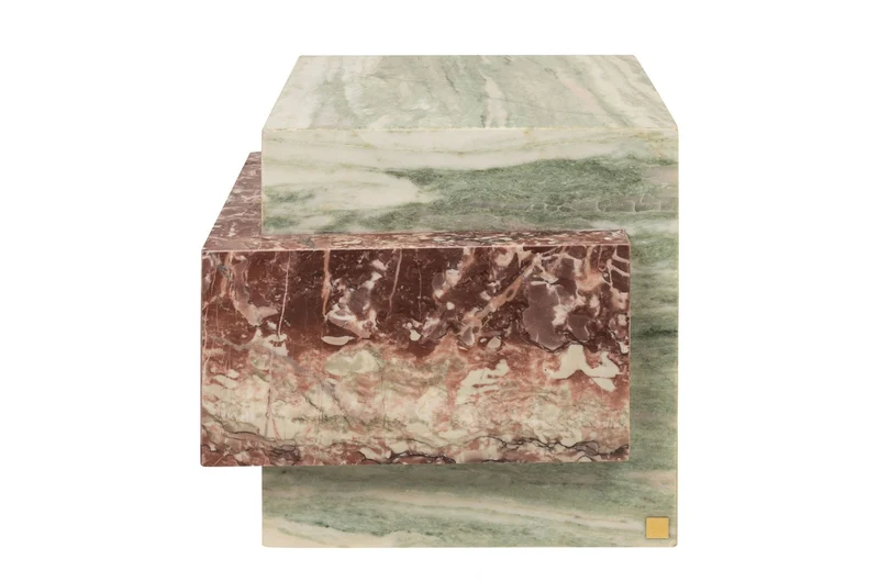 Casa Padrino Luxus Marmor Beistelltisch Grün / Rosa 45 x 45 x H. 41 cm - Niedriger blockförmiger Beistelltisch aus hochwertigem Indian Green Onyx und Rosalia Pink Marmor - Luxus Möbel