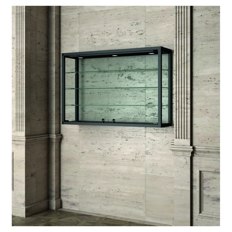 Casa Padrino Luxus Museumsvitrine 95 x 25 cm H. 80 cm mit 3 Glasböden - Ladeneinrichtung - Boutique Möbel - Made in Italy