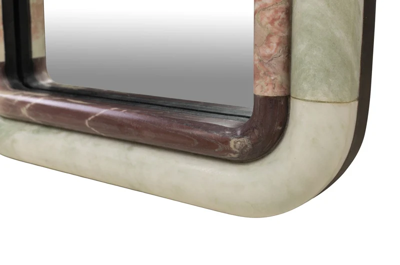 Casa Padrino Luxus Marmor Wandspiegel Grün / Rosa 50 x 2,5 x H. 160 cm - Edler hoher Spiegel mit Marmorrahmen - Luxus Wohnzimmer Accessoires