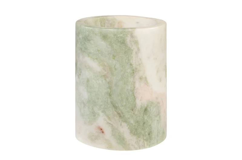 Casa Padrino Luxus Marmor Weinkühler Grün Ø 14 x H. 18 cm - Massiver Flaschenkühler aus hochwertigem Indian Green Onyx - Luxus Bar Accessoires