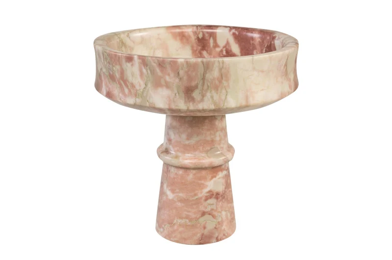 Casa Padrino Luxus Marmor Schale Rosa 20 x 20 x H. 20 cm - Kelchförmige Schale auf rundem Fuß aus hochwertigem Rosalia Pink Marmor - Luxus Deko Accessoires