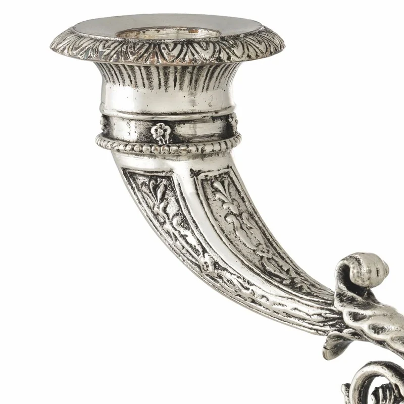 Casa Padrino Luxus Barock Doppel Kerzenhalter im französischen Stil Antik Silber H. 50 cm - Barock Deko Accessoires