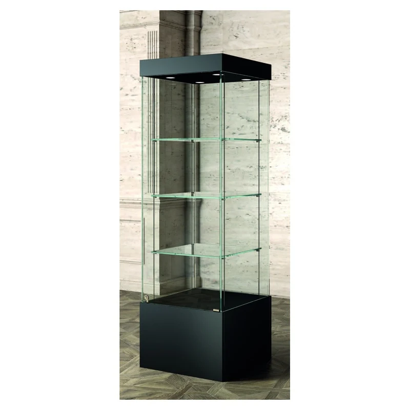 Casa Padrino Luxus Museumsvitrine 60 x 60 cm H. 200 cm mit 5 LED-Spots - Ladeneinrichtung - Boutique Möbel - Made in Italy