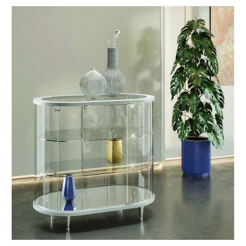 Casa Padrino Luxus Oval-Theken-Vitrine 96 x 56 cm H. 93 cm - Ladeneinrichtung - Boutique Möbel - Made in Italy