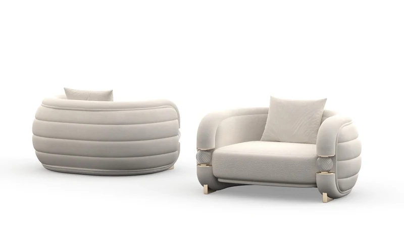 Casa Padrino Luxus Sessel Modern Grau / Beige - Hochwertige Verarbeitung - Moderne Wohnzimmer Möbel - Luxus Qualität