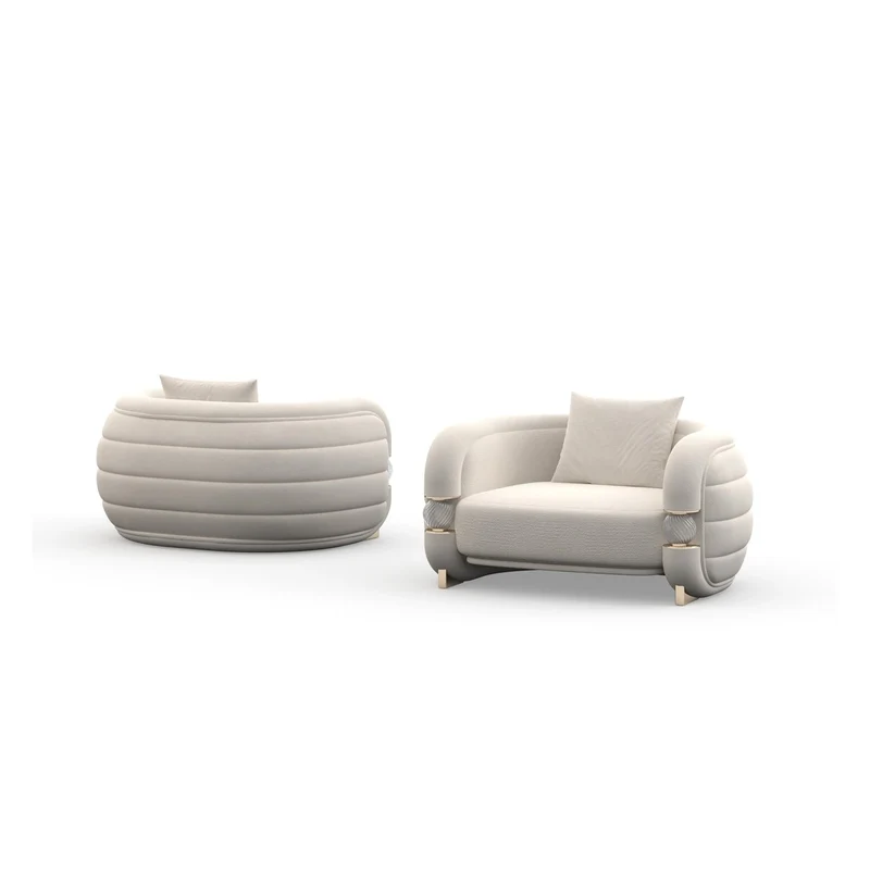 Casa Padrino Luxus Sessel Modern Grau / Beige - Hochwertige Verarbeitung - Moderne Wohnzimmer Möbel - Luxus Qualität