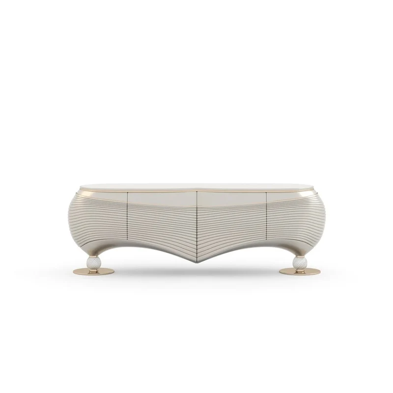 Casa Padrino Luxus Konsolentisch Beige / Weiß - Hochwertige Verarbeitung - Moderne Flur Möbel - Luxus Qualität