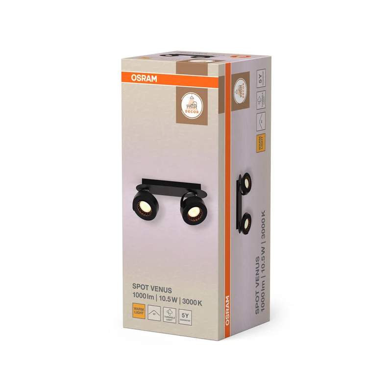 OSRAM DECOR SPOT VENUS lampada da soffitto, 10,5W, 450lm, nero
