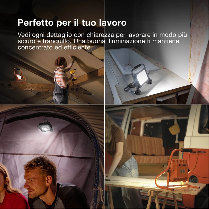 OSRAM LAMPADE DA LAVORO VALUE BATTERY, USB, Faretto da cantiere 20W, 2000lm, 6500K
