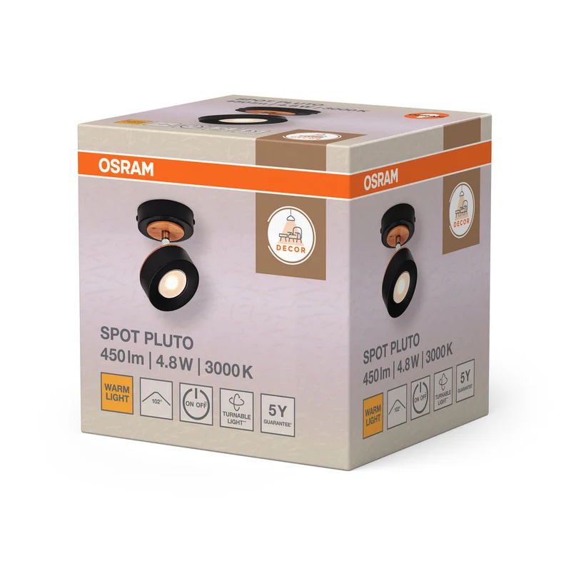 OSRAM DECOR SPOT PLUTO Applique, 4,8W, 300lm, nero