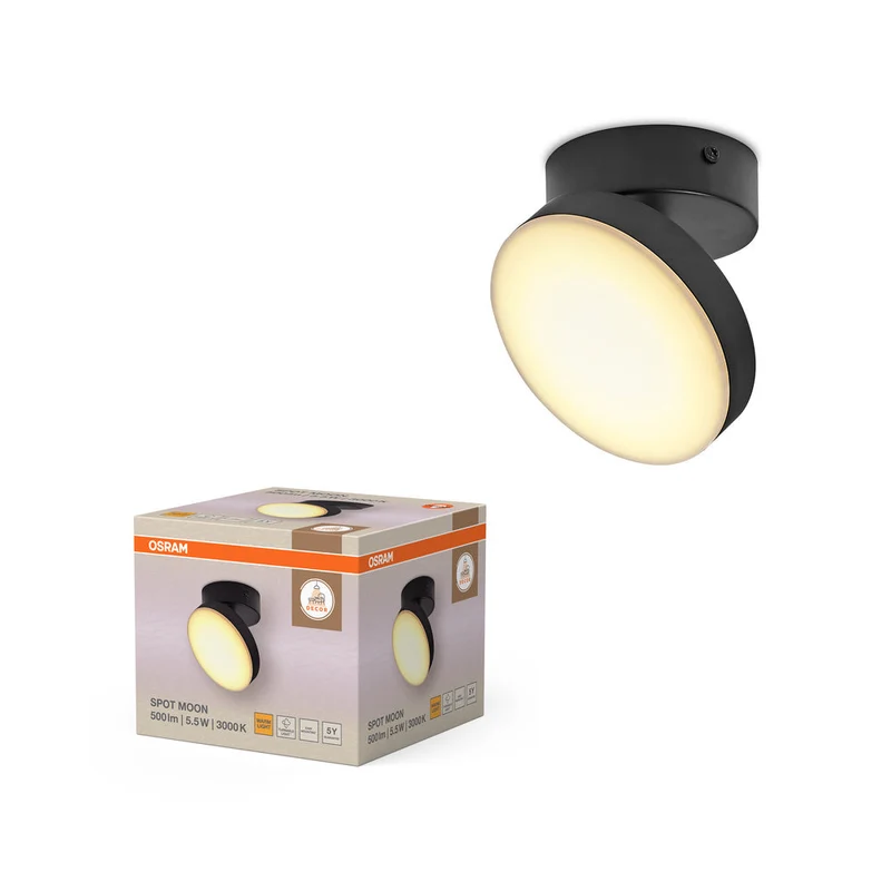 OSRAM DECOR Spot Moon lampada da soffitto nera, 1 spot, 5.5W