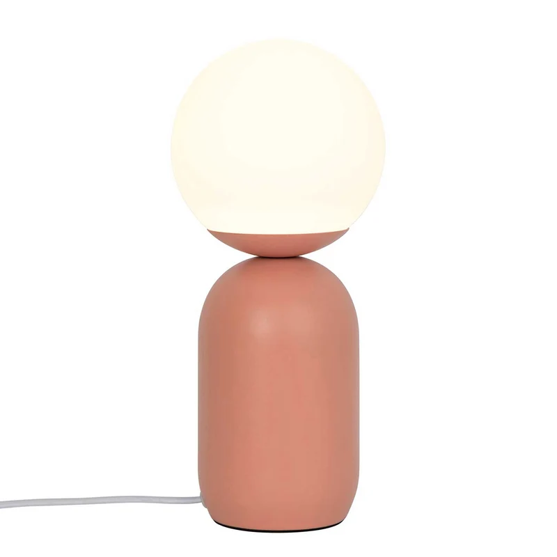 Notti - Lampe à poser à base colorée et globe opalin en acier et verre, style contemporain