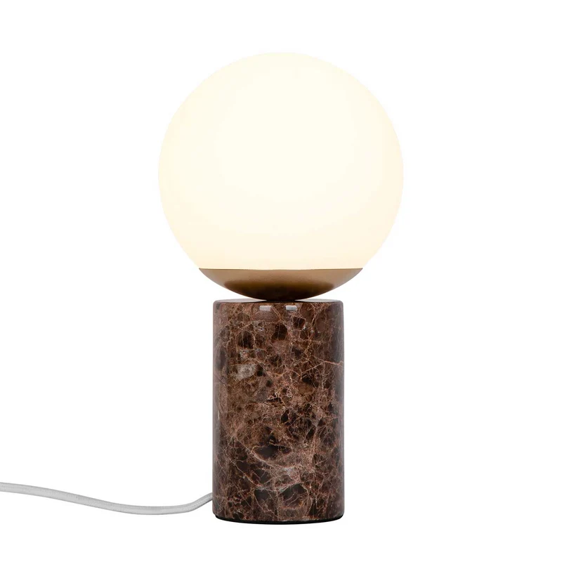 Lilly - Lampe à poser à globe opalin en marbre et verre, style contemporain