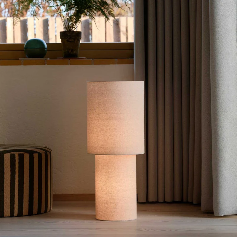 Izara - Lampadaire colonne textile en tissu, style japandi