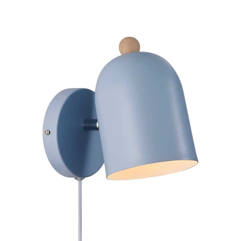 Gaston - Applique murale pastel orientable en acier et bois, style scandinave