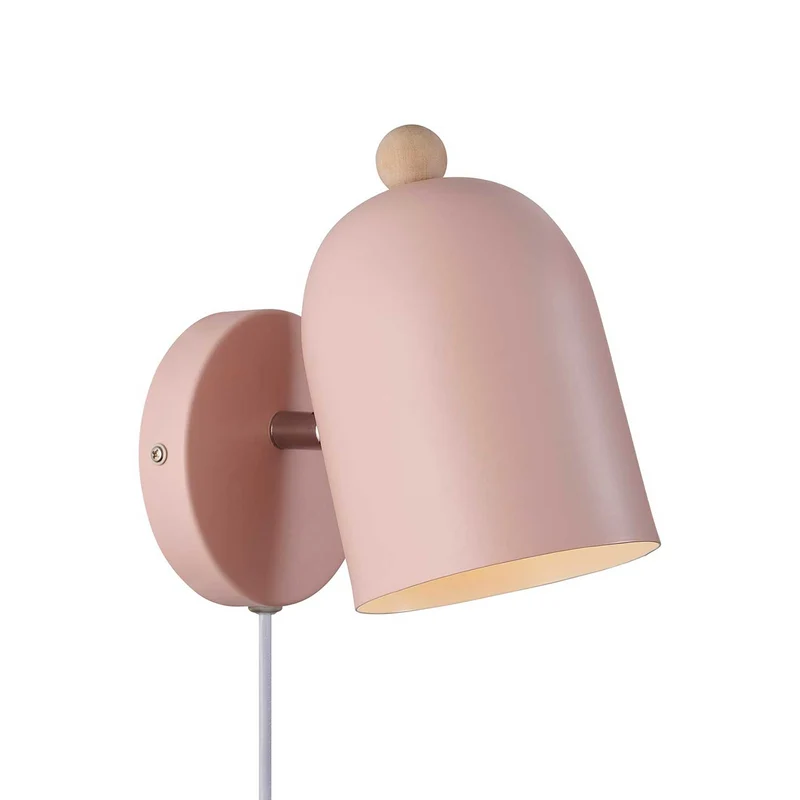Gaston - Applique murale pastel orientable en acier et bois, style scandinave