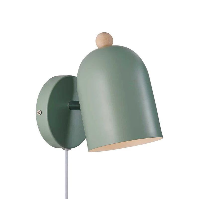 Gaston - Applique murale pastel orientable en acier et bois, style scandinave