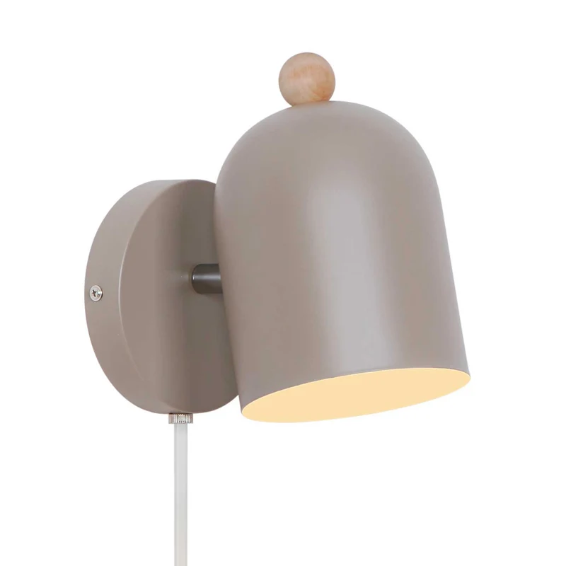 Gaston - Applique murale pastel orientable en acier et bois, style scandinave