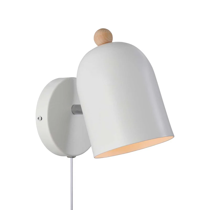 Gaston - Applique murale pastel orientable en acier et bois, style scandinave
