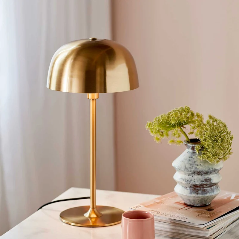 Cera - Lampe à poser à coupole métallique en acier, style Art déco