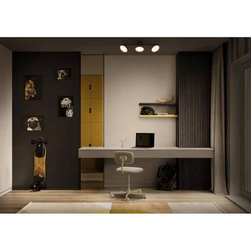 OSRAM DECOR Spot Moon lampada da soffitto nera, 3 faretti, 16W