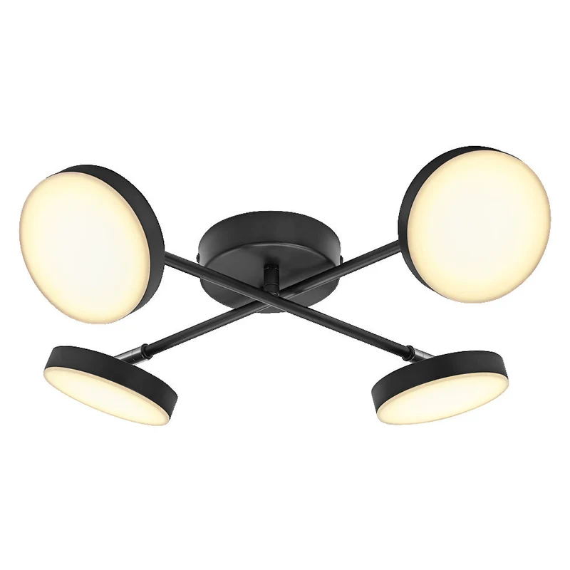 OSRAM DECOR Spot Moon lampada da soffitto nera, 4 faretti Cross, 21W