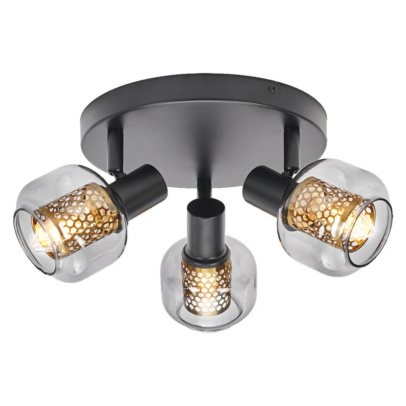 OSRAM DECOR Spot Firefly lampada da soffitto nera, lampada OSRAM inclusa, 3 x 2.8W, E14