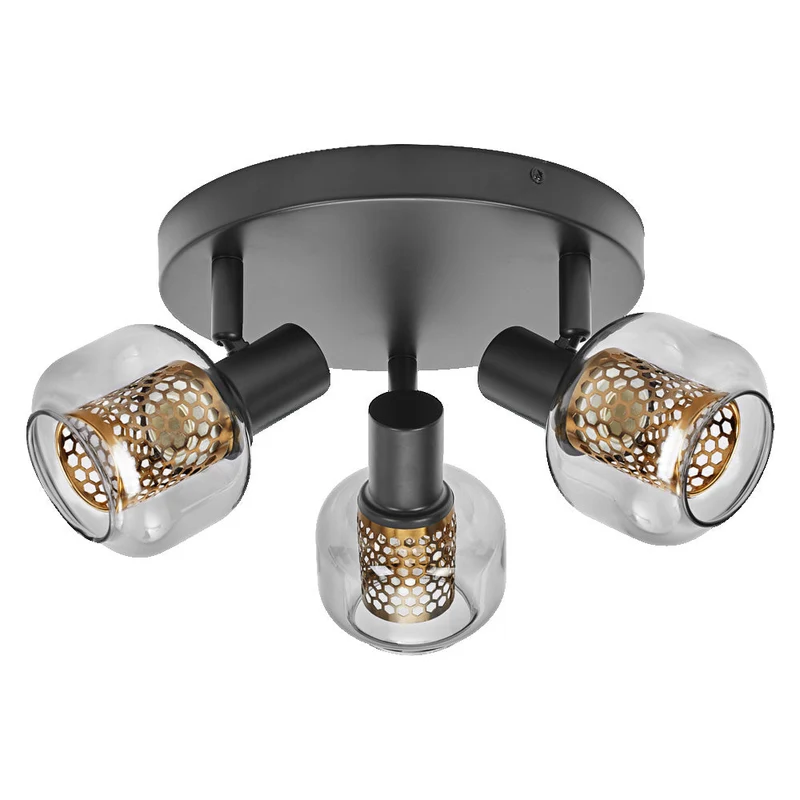 OSRAM DECOR Spot Firefly lampada da soffitto nera, lampada OSRAM inclusa, 3 x 2.8W, E14