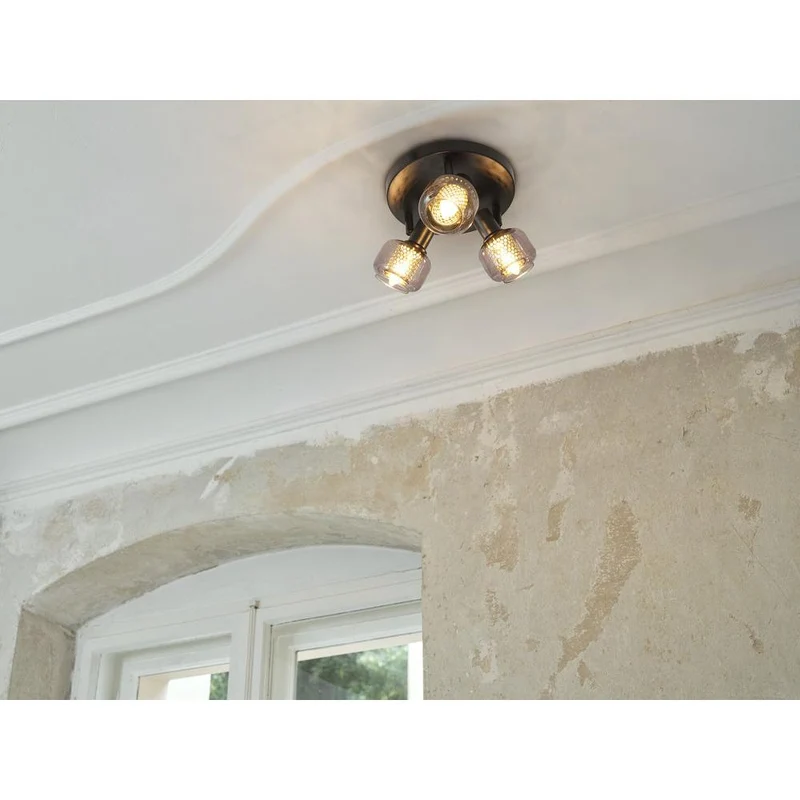 OSRAM DECOR Spot Firefly lampada da soffitto nera, lampada OSRAM inclusa, 3 x 2.8W, E14