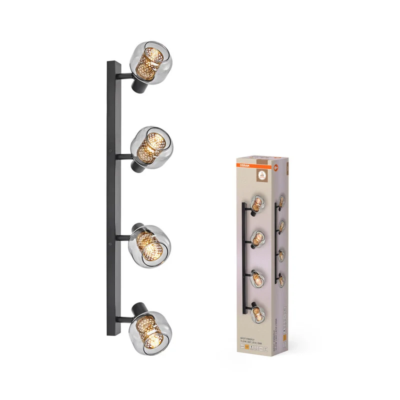 OSRAM DECOR Spot Firefly lampada da soffitto, lampada OSRAM inclusa, nero, 4 x 2.8W, E14